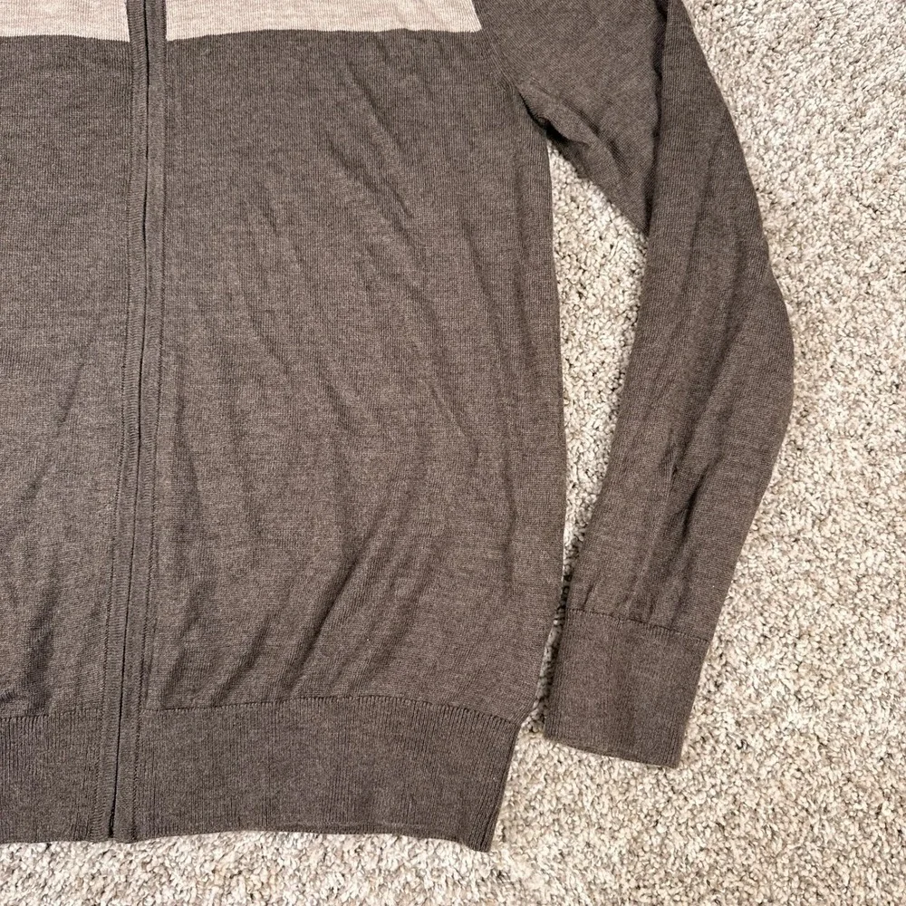 Banana Republic Sweater Mens L Brown Merino Full Zip Mock Neck Academia‎